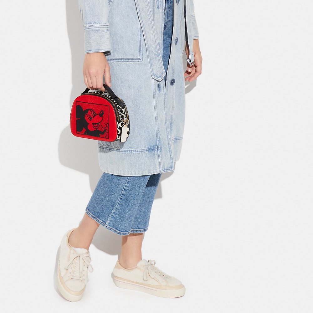 ❤️🐭 Disney Mickey Mouse X Keith Haring Serena Satchel Gold/Electric Red Multi - Picture 2 of 12